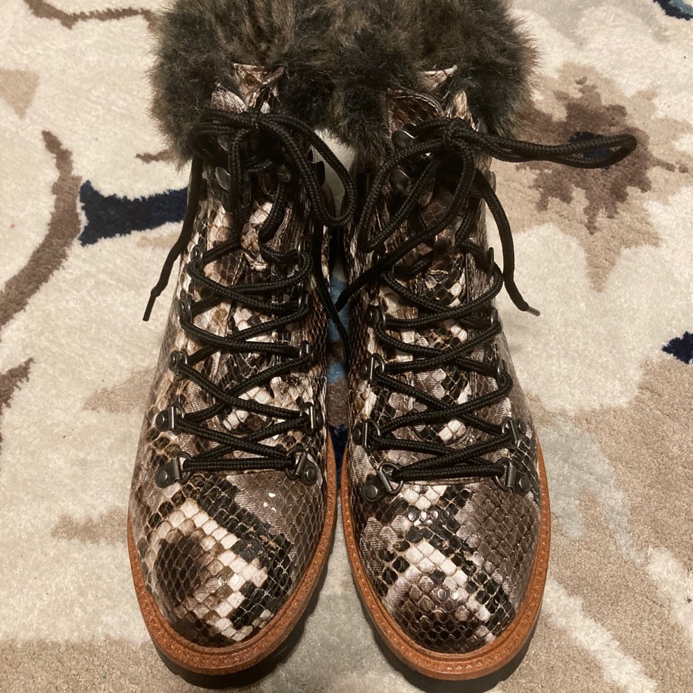 Qianru snakeskin boots from report.